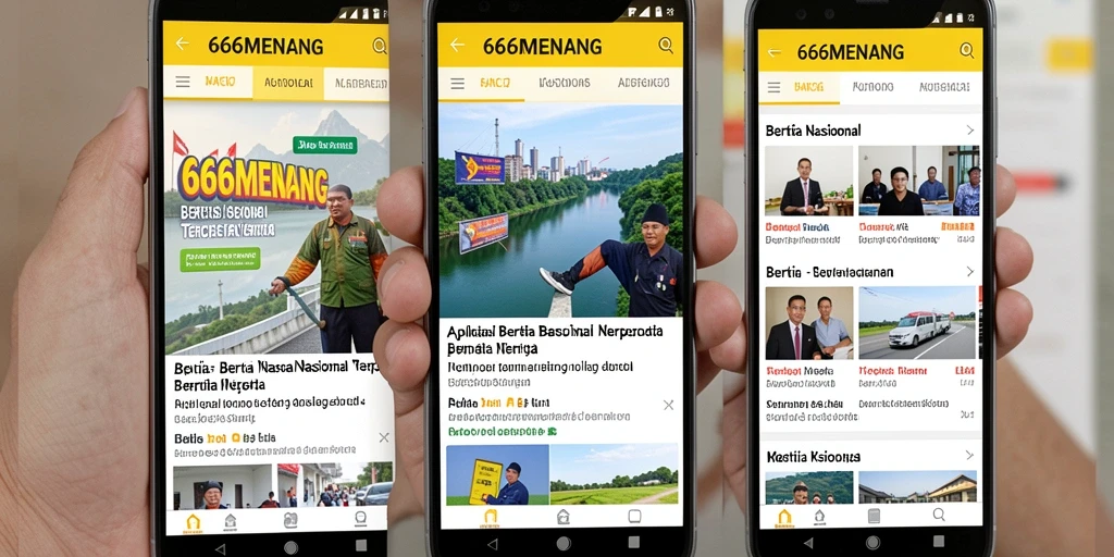 Tampilan antarmuka aplikasi berita nasional 666MENANG yang informatif.