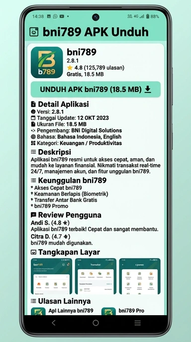 Tampilan halaman APK bni789